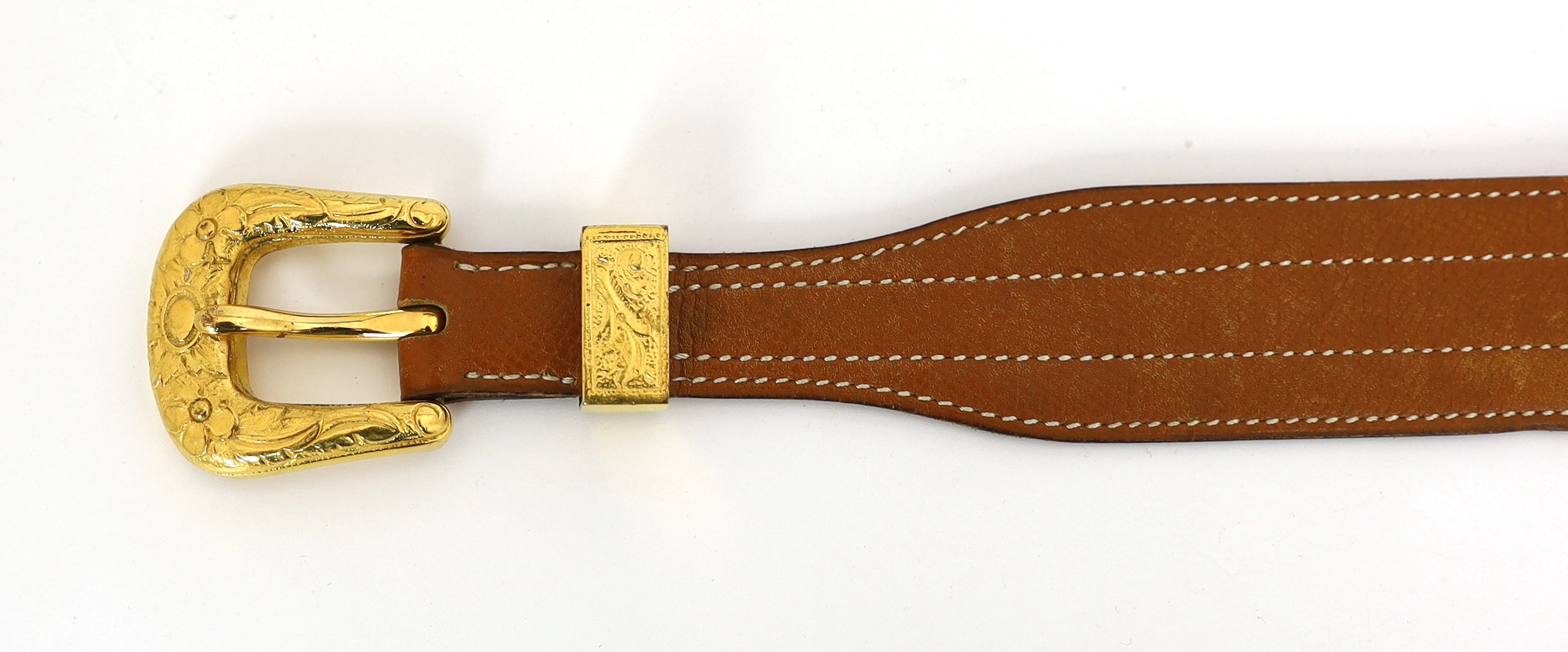 A Hermès lady's tan leather belt, size XS/Small